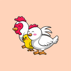 Cute Chicken Cartoon Vector Icon Illustration. Animal Nature Icon Concept Isolated Premium Vector. Flat Cartoon Style