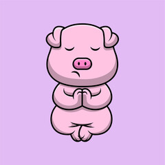 Obraz na płótnie Canvas Cute Pig Cartoon Vector Icon Illustration. Animal Nature Icon Concept Isolated Premium Vector. Flat Cartoon Style