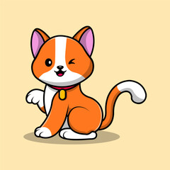 Cute Cat Cartoon Vector Icon Illustration. Animal Nature Icon Concept Isolated Premium Vector. Flat Cartoon Style