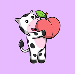 Cute Cow Cartoon Vector Icon Illustration. Animal Nature Icon Concept Isolated Premium Vector. Flat Cartoon Style