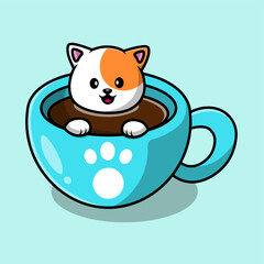 Cute Cat Cartoon Vector Icon Illustration. Animal Nature Icon Concept Isolated Premium Vector. Flat Cartoon Style