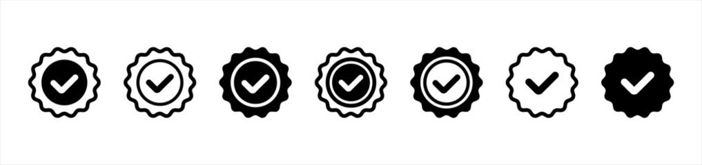 approved or certified badge icon. guarantee symbol. quality signs, vector illustration