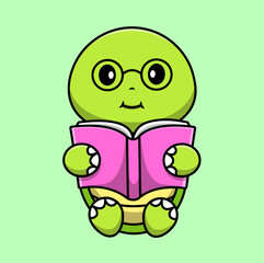 Cute Turtle Cartoon Vector Icon Illustration. Animal Nature Icon Concept Isolated Premium Vector. Flat Cartoon Style