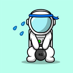 Cute Astronaut Cartoon Vector Icon Illustration. Science Technology Icon Concept Isolated Premium Vector. Flat Cartoon Style