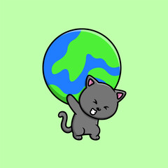 Cute Cat Cartoon Vector Icon Illustration. Animal Nature Icon Concept Isolated Premium Vector. Flat Cartoon Style