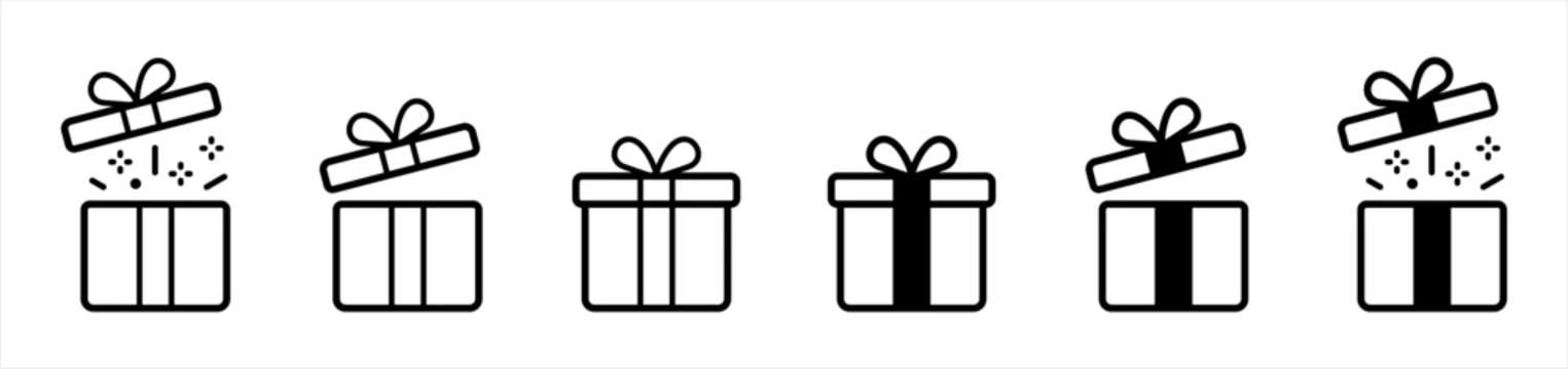 Gift box icon. Gift wrapping symbol. Surprising gift box signs, vector illustration