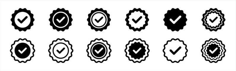 approved or certified badge icon. profile verification symbol. quality signs, vector illustration