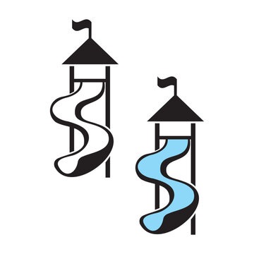 Water slide set vector icon symbol