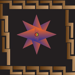 Shapes on abstract brow red background.