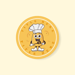 Illustration of a potato label wearing a chef's hat .suitable for your business