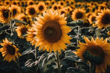 Fototapeta na wymiar In this stunning macro photograph, we witness the intricate dance of a honey bee as it collects nectar from a bright sunflower, showcasing the beauty and complexity of nature