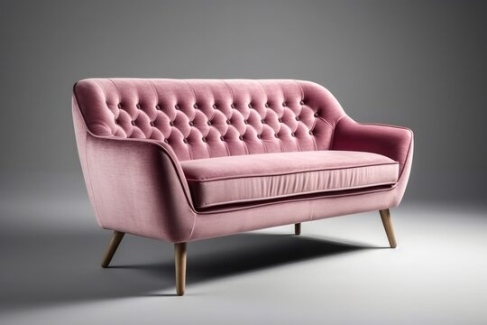 This modern and fashionable pink sofa with carriage stitching is the epitome of stylish design.