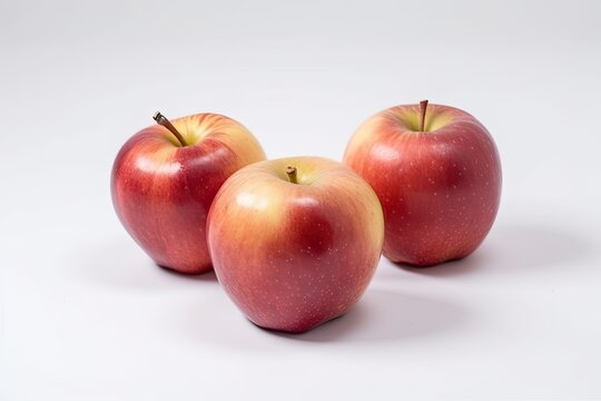 his stunning image showcases a set of fresh, crisp apples displayed at different angles on a pristine white background