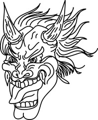 Hanya Demon mask Japanese style and design for tattoo.