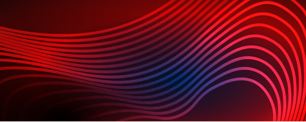 Techno neon wave lines, dynamic electric motion, speed concept. Templates for wallpaper, banner, background, landing page, wall art, invitation, prints