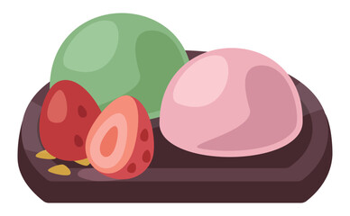 和菓子_大福のイラスト_コロンとかわいいシンプルお料理ベクターイラスト。。。コロンとかわいいタッチで描かれたデフォルメイラストです。美味しそうなお料理のシリーズです。