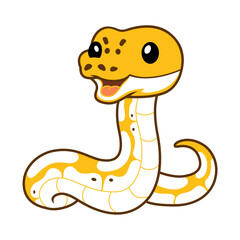 Cute pastel ivory ball python cartoon