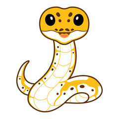 Cute pastel ivory ball python cartoon