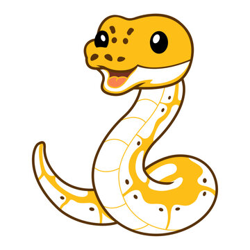 Cute pastel ivory ball python cartoon