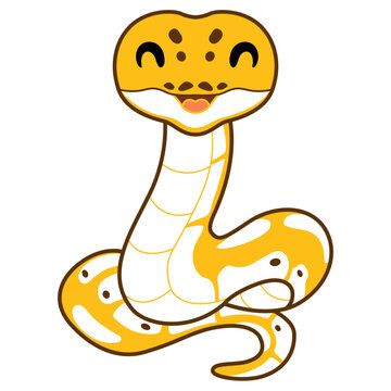 Cute pastel ivory ball python cartoon