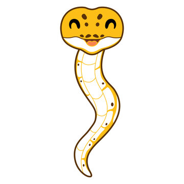 Cute pastel ivory ball python cartoon