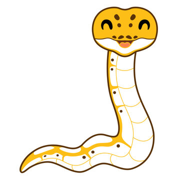 Cute pastel ivory ball python cartoon