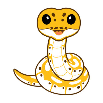 Cute pastel ivory ball python cartoon
