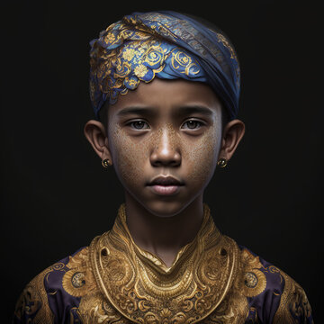 boy, innocent, face, portrait, indonesian, batik ornaments, batik fabrics, java, dayak, papua, tribe, ethnic, cultural heritage, asian, sout east asia, indonesia