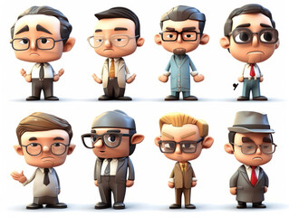 Cartoon character business man, people set. generative ai