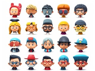 Cartoon cute character people set boys and girls. Collection isolated on white background. generative ai