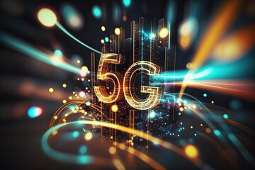 5G high speed internet technology, Digital Data transfer. Generative AI