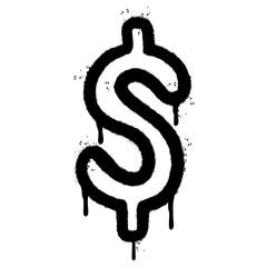 Obraz premium Spray Painted Graffiti dollar $ icon Sprayed isolated with a white background. graffiti bell icon with over spray in black over white. 