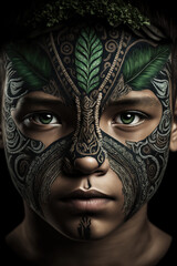 boy, innocent, face, portrait, indonesian, batik ornaments, batik fabrics, java, dayak, papua, tribe, ethnic, cultural heritage, asian, sout east asia, indonesia