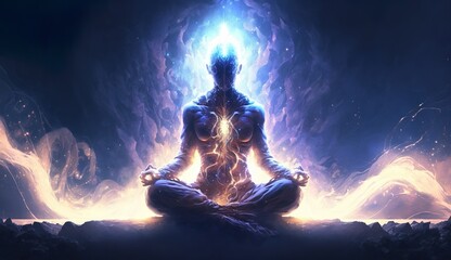 Generative AI
Spirituality, esoteric, meditation, universe meta human god spirit, 
galaxy space background, spiritual image, design, illustration wallpaper, 
yoga, brain waves, brain, chakra, planet, 