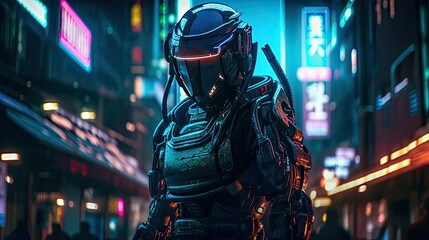 Fototapeta premium Steam Punk Samurai Warrior: The Fusion of Ancient Tradition and Futuristic Aesthetics | High-Quality Stock Photo