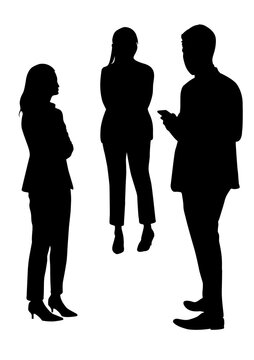 graphics silhouette Business man and woman standing and talking illustration transparency image