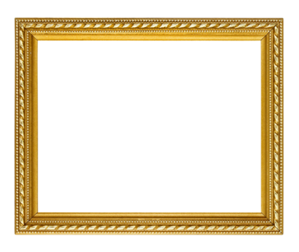 golden picture frame on white background