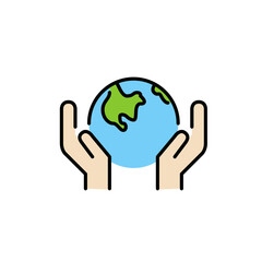Hands holding Earth globe. Environment care