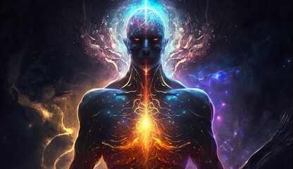 Generative AI
Spirituality, esoteric, meditation, universe meta human god spirit, 
galaxy space background, spiritual image, design, illustration wallpaper, 
yoga, brain waves, brain, chakra, planet, 