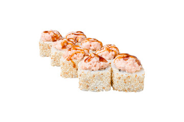 Sushi Rolls, Japanese foods, maki isolated background. Perfect for using in food commercial, menu, poster design. 	