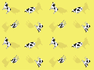 Cow Holstein Friesian Cartoon Poses Seamless Wallpaper Background
