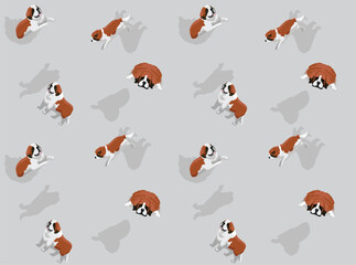 Dog Saint Bernard Cute Cartoon Poses Seamless Wallpaper Background
