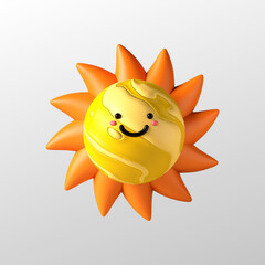 cartoon sun, Summer icon, hot weather 3D illustration