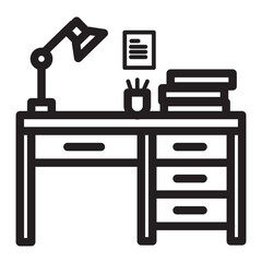 study desk line icon