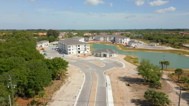 Aerial video The Griffon Vero Beach neighborhood construction stages March 2023