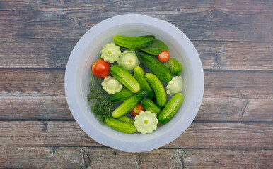 Cucumbers, squash, tomatoes should be washed for pickling purposes.