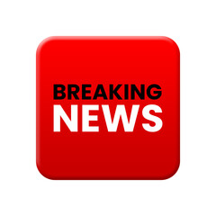 Breaking news lettering template png design element red button