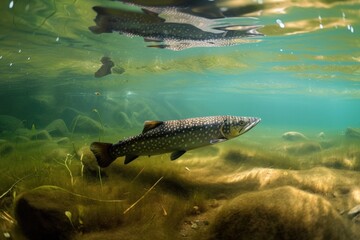 Fototapeta premium Wild Trout Underwater Generative AI