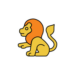 the yellow lion is sitting