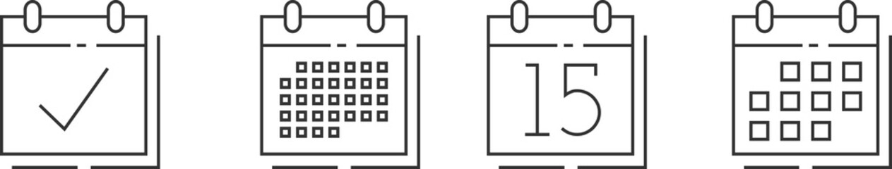 Four calendar line icons